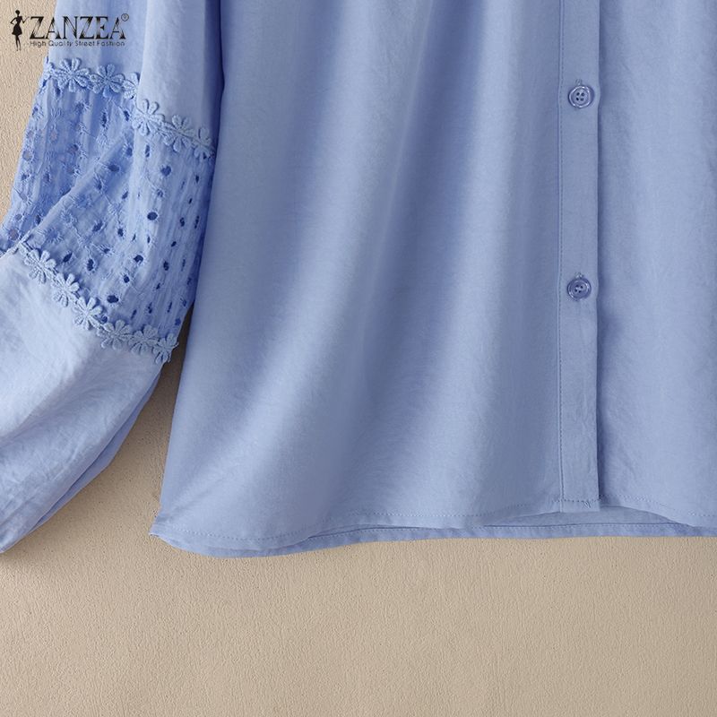 ZANZEA Dámská ležérní halenka s kulatým výstřihem a volným dlouhým rukávem