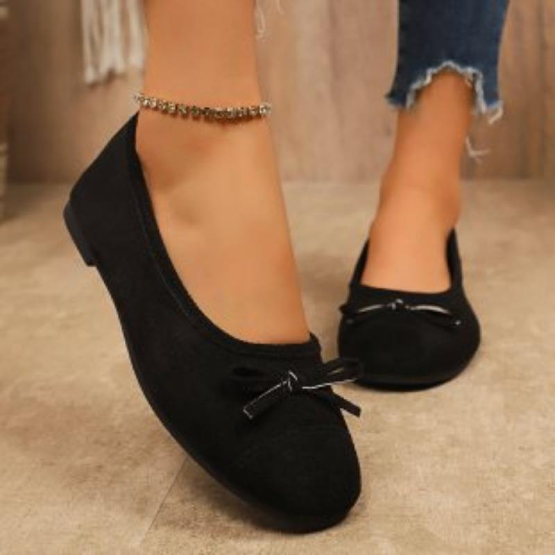 Bow ballet shoes flat single shoes women's new spring and autumn soft-soled beanie shoes gentle evening shoes