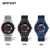 Sanda Men's Quartz Waterproof Mesh Strap Watch | Rotating Wheel Design