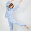 Women's Spring Pajamas Set Solid Color Long Trousers Nightwear Feather PJS Lady Nightgowns