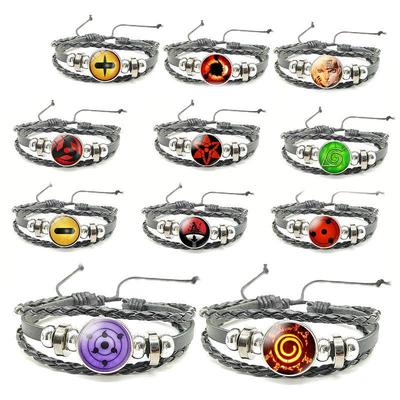 Naruto Mori Style Time Gem Multi-layer Black Leather Bracelet