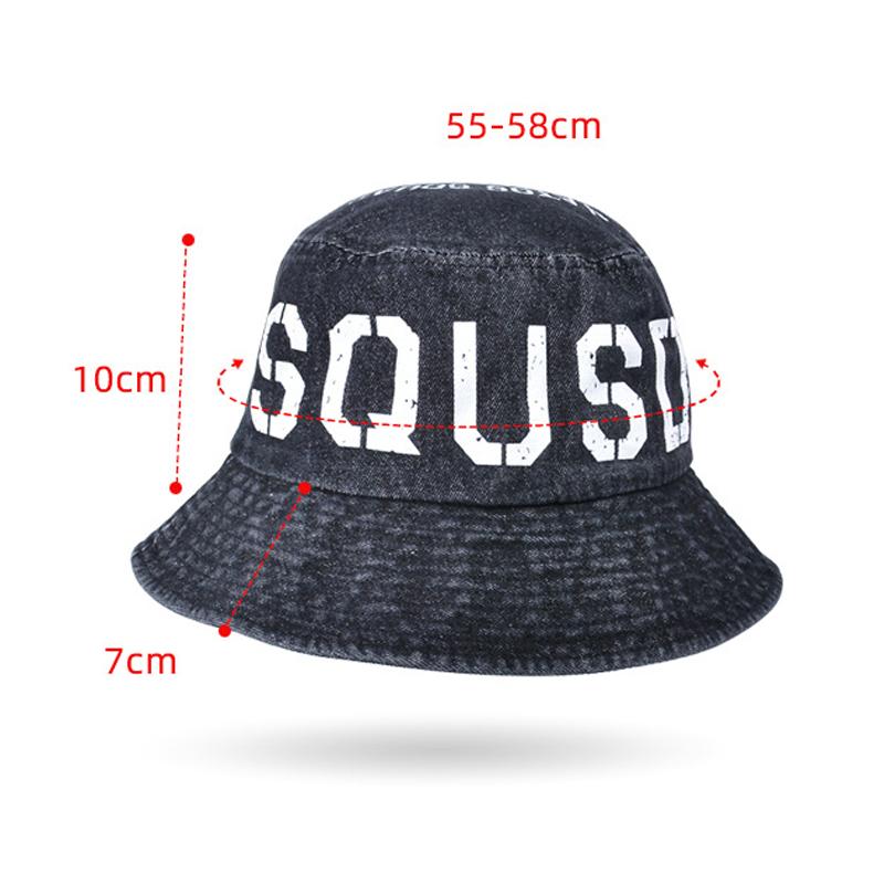 Summer Sun Visor Denim Cap Female Fisherman Hat Letter Male Basin Hat