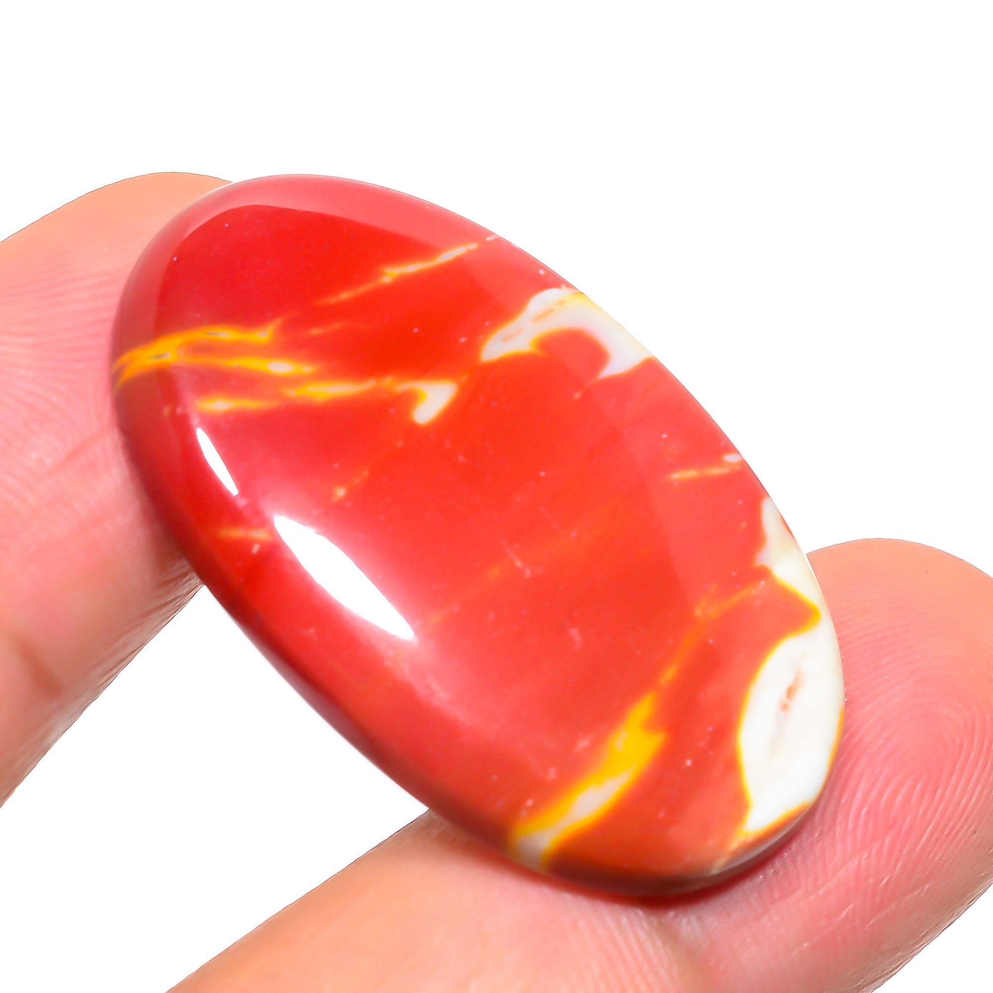 

Natural Mookaite 2.2x3.6cm Cabochon Fine Loose Gemstone 35.25Cts. W2G08 червоний