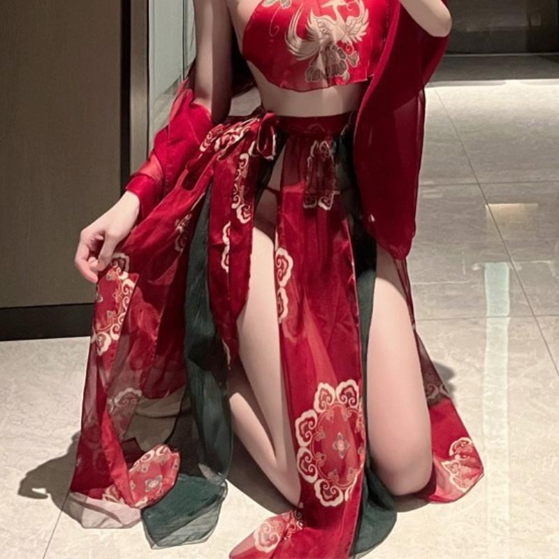 Sexy Lingerie, Ancient Costume, Palace Style, Pure Desire, Hanfu, Bellyband Set, Sexy Classical Stab, No Take Off Flying Skirt