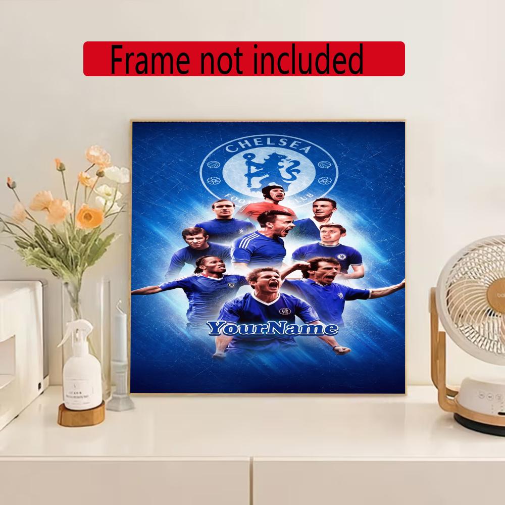 Chelsea Fc Personalized Text Diamond Painting Round Diamond Mosaic Rhinestones Diamond Embroidery Craft Kit Wall Decor Without Frame
