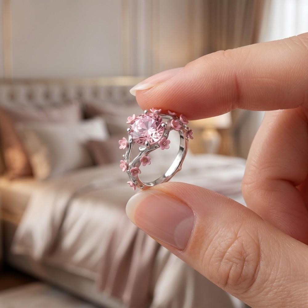 Delicate Flower Crystal Ring Elegant Finger Jewelry Gifts for Women Rhinestone Ring  Party