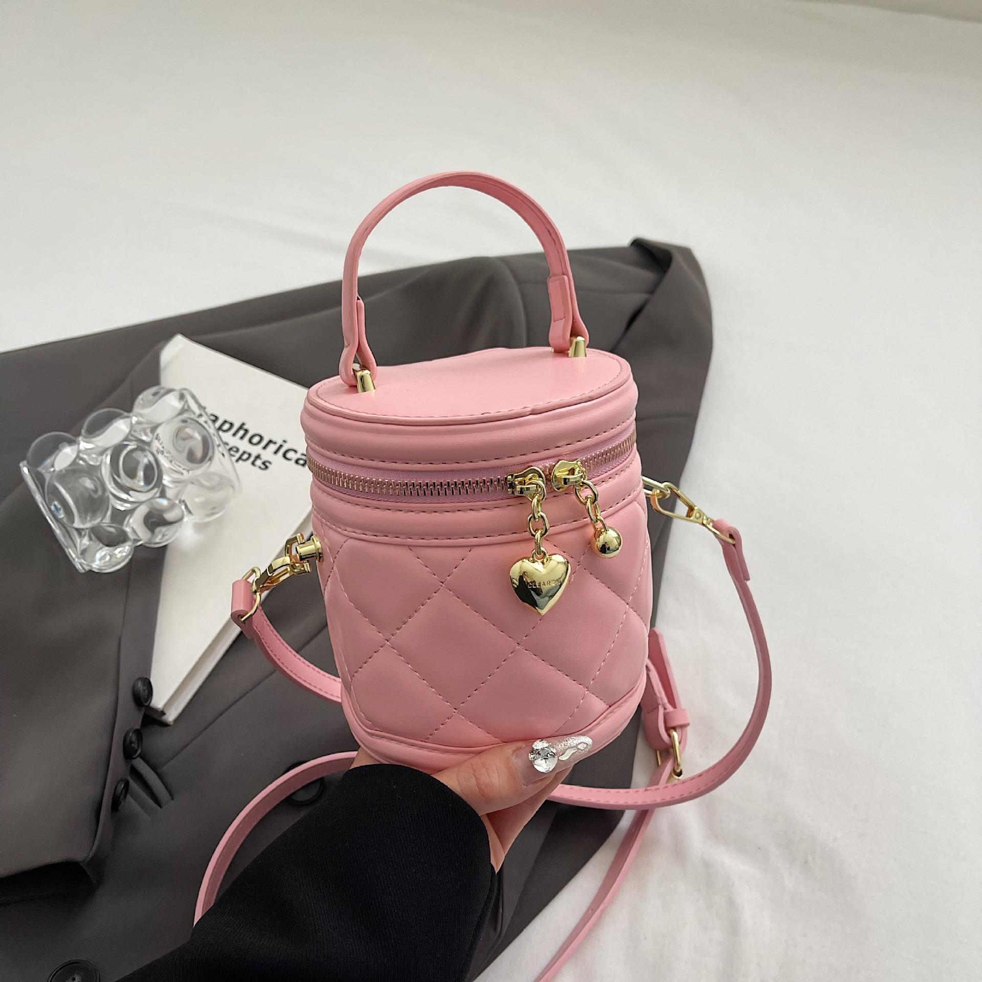 

Модная нишевая сумка-мессенджер с текстурой в виде ромба, переносная сумка-ведро в стиле ретро, универсальная маленькая женская сумка 2024 года, новинка лета розовый