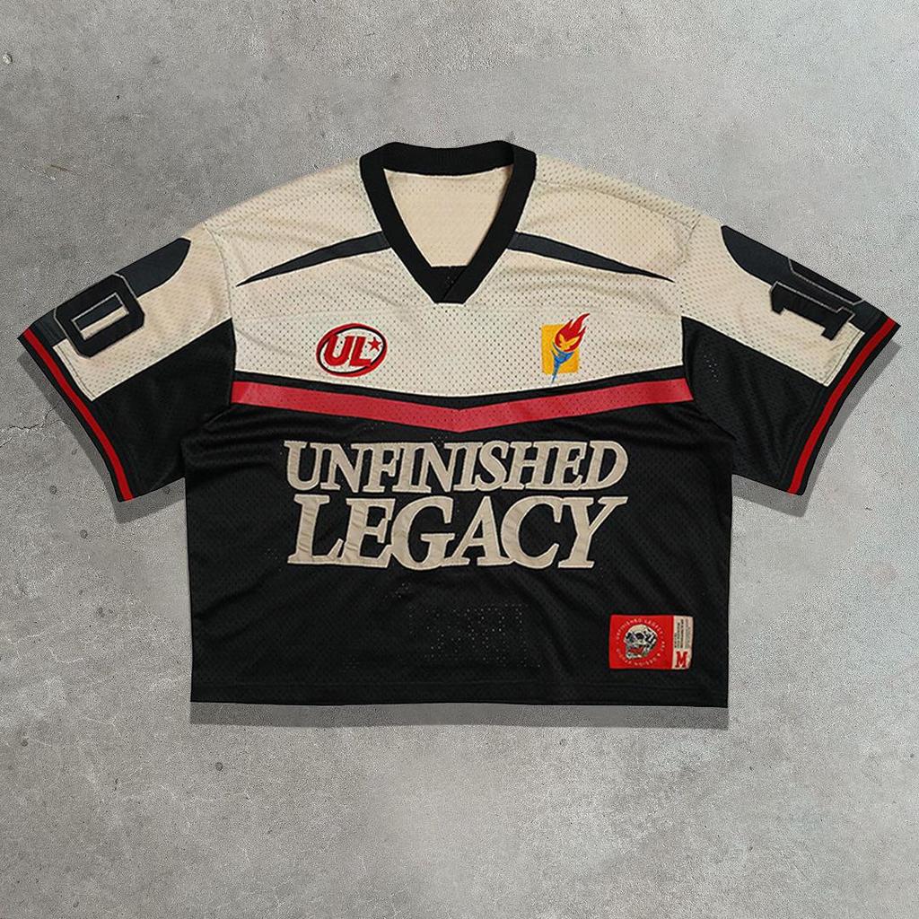 Maglietta americana Y2K, stile Harajuku, hip hop, moda, maglia da football, streetwear, vintage, casual, traspirante, con giunture, ampia, manica corta