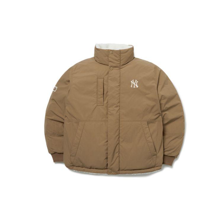 MLB New York Yankees Lamb Fleece Reversible Padded Down Jacket Winter Short Unisex Jacket White 3ADJR0116-50CRS