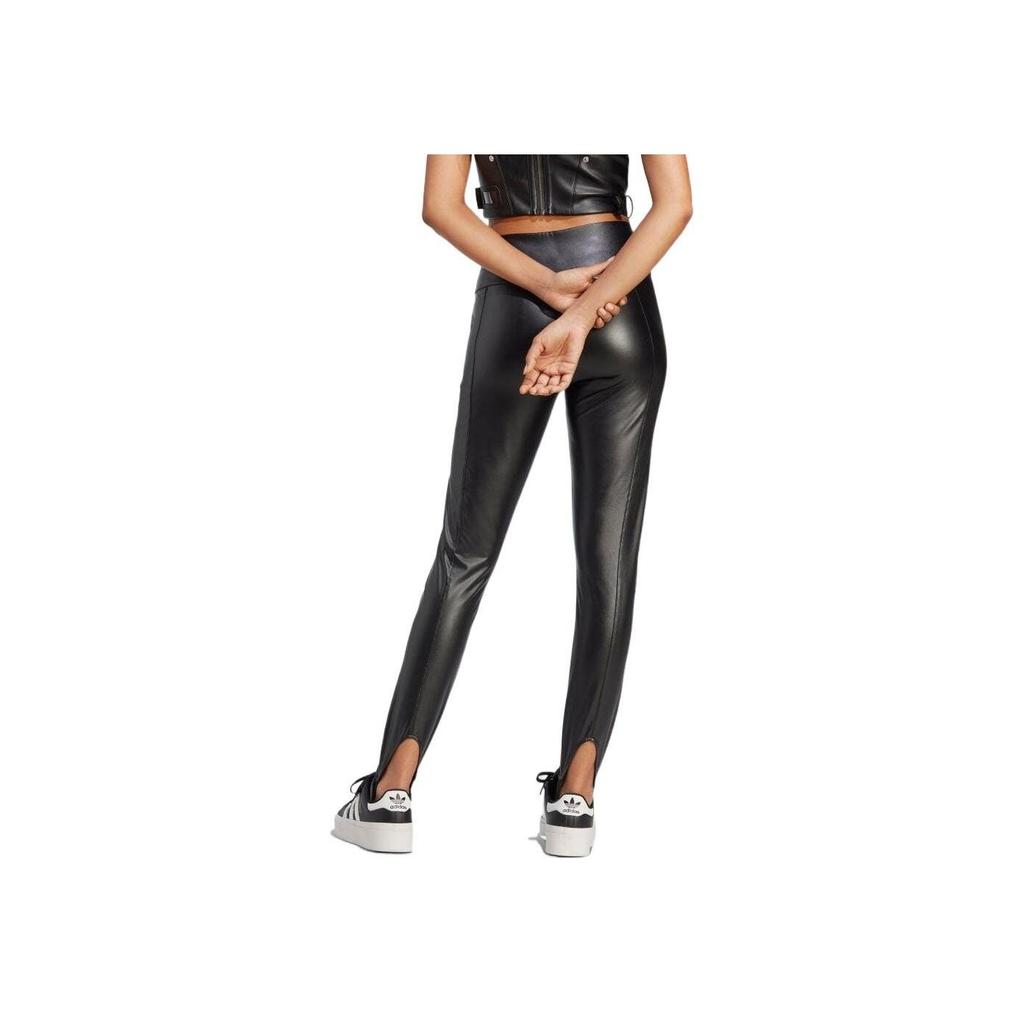 adidas Essentials High Waist Faux Leather Tight Fit Leggings Women Black IB4543