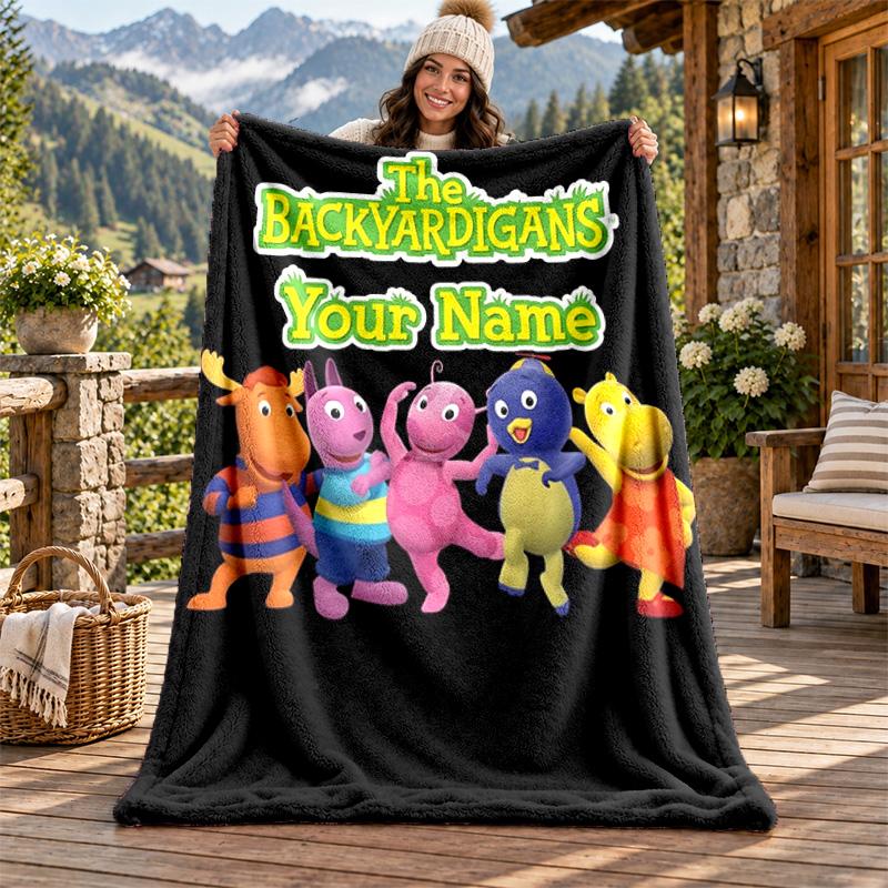 Backyardigans Custom Name Flannel Blanket Personalized Soft Warm Plush Throw Blanket Customized Gift for Family Friends