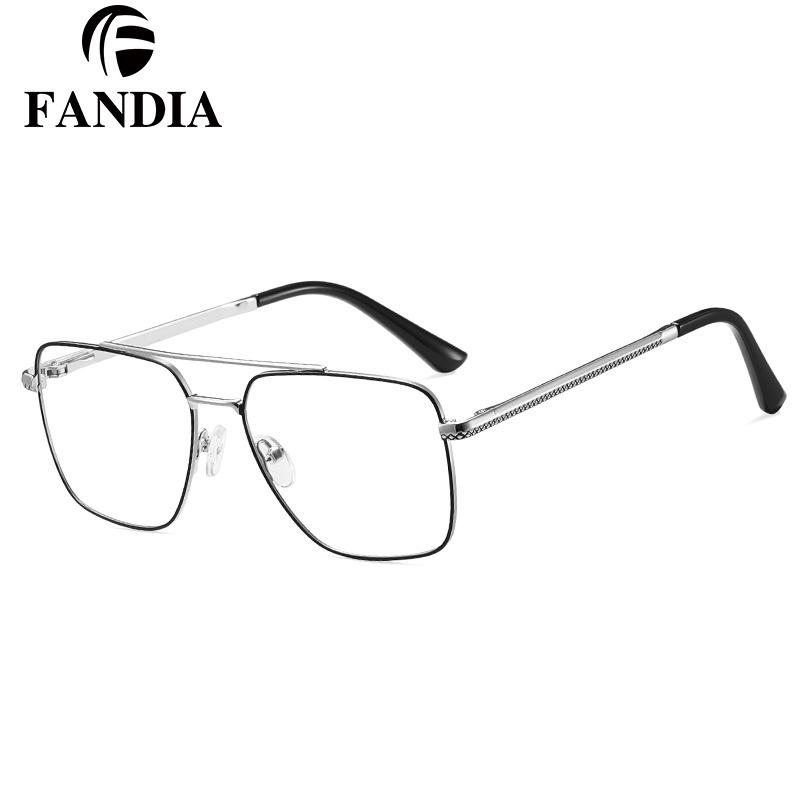 Fashionable High-End Men's Full-Rim Lightweight Metal Glasses with Prescription Lenses for Myopia