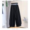 DIMANAF 2026 Plus Size Summer Women Pants Cotton Elastic Waist Oversize Fashion Lady Casual Long Pants Solid Black