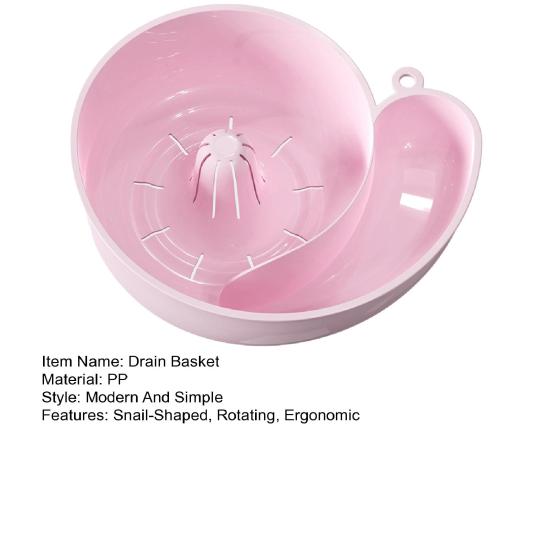Drain Basket Snail-Shaped Rotating Vegetable Filter Ergonomic Design Food-Grade Basket