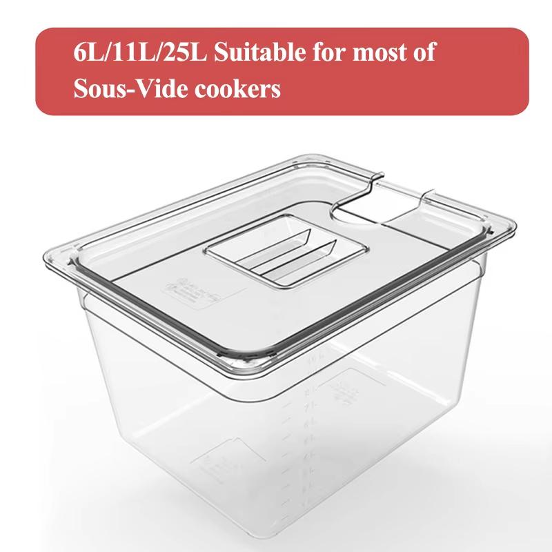 Sous Vide Cooker Container 6L 11L Two Sizes Food Grade PC Material For Immersion Circulators Durable Kitchen Tool