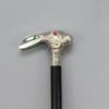 Walking Stick, Wooden Cane, Handle In Shape of Rabbit, Hare's Head, Black and Silver