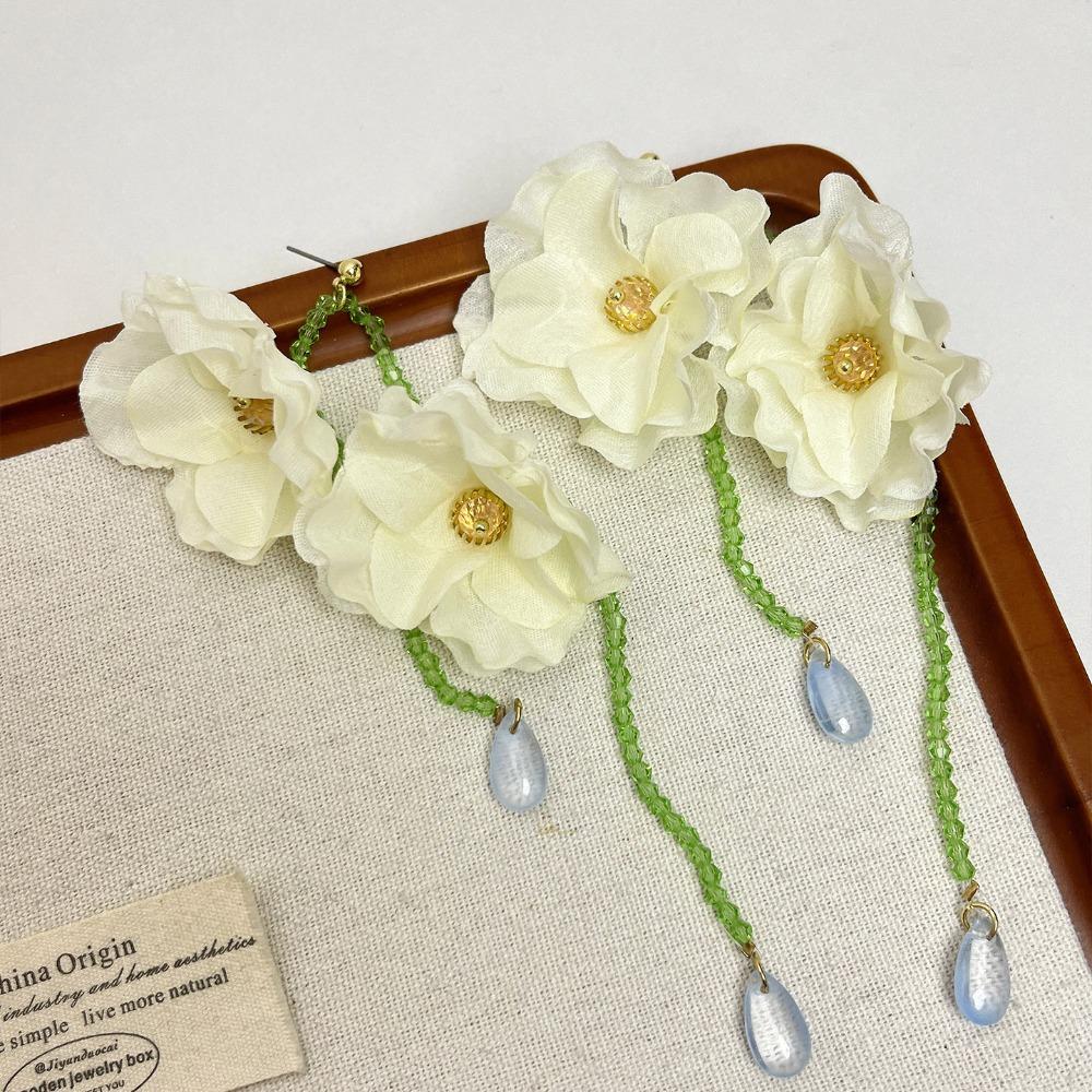 Minority Design Resin Flower Necklace Korean Style Tassel Earrings  Birthday Gift