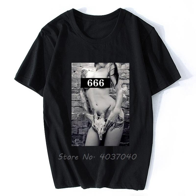 Sexy 666 Girl Skull Tattoo Fun T Shirt Unisex Unisex Unisex Tshirt Unisex Cotton Tshirt Hip Hop Tees Tops Streetwear
