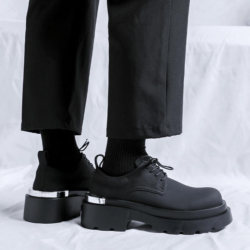 British style men's fashion original leather shoes lace-up derby shoe black trendy platform sneakers party prom footwear zapatos