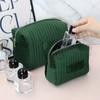 Zipper Travel Toiletry Bag Solid Color Cosmetic Pouch Portable Velvet Makeup Bag  for Women