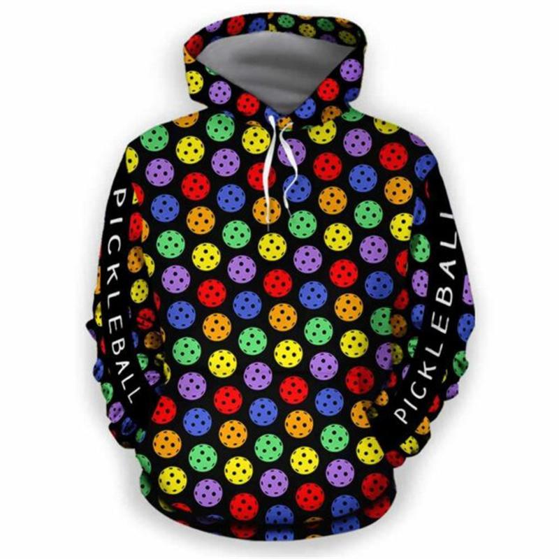 3D Printed Pickleball Hoodie For Men Clothing Casual Long Sleeve Pullovers Sweatshirt Outdoor Sports Streetwear Loose Hoodies