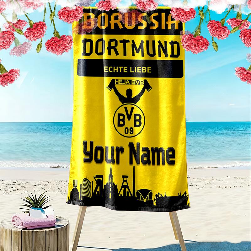 Custom Name BVB Print Beach Towel, Large Soft Quick Dry Towel for Beach Camping Swimming -HE190