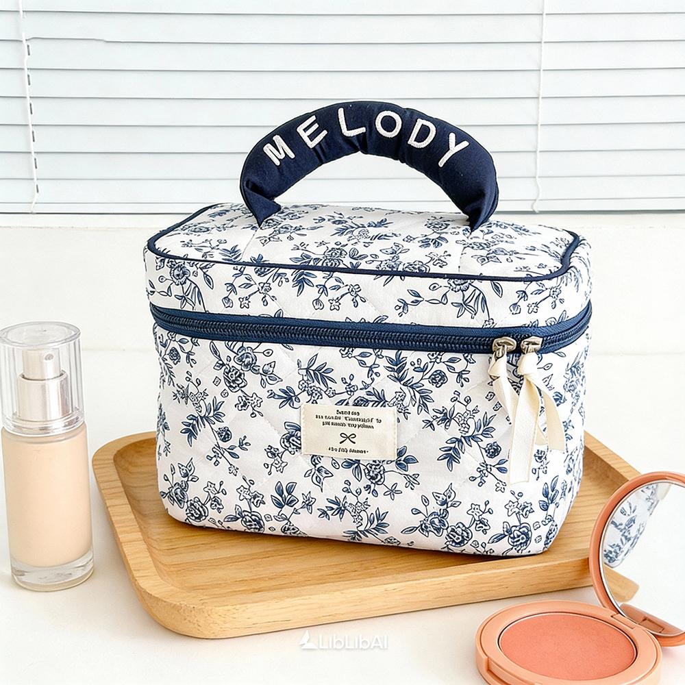 Airfriend Flower Makeup Bag Large Cosmetic Organizer Bag Woman Travel Toiletry Set Of Cosmetic Bags 3 Pcs Quilted Makeup Bag