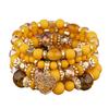 Boho Multi-layer Beaded Bracelet with Heart, Tree of Life, and Crystal Pendants