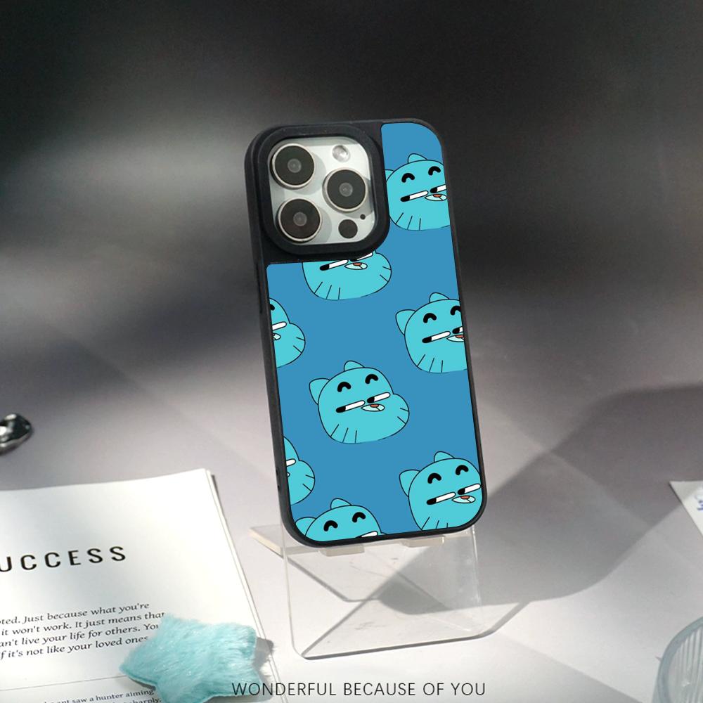 Cartoon Gumball Cute Poster Design Phone Case for iPhone 17 16 E 15 14 13 12 Pro Max Sheepskin Silver-edged Protective Case