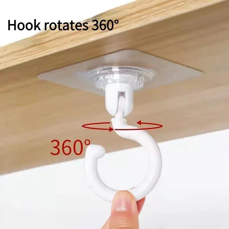 Wall Key Hanging Door Back Coat Hooks Ceiling Rotating Hook No Drilling No Trace Roof Wall Ceiling Special Strong Adhesive Hook