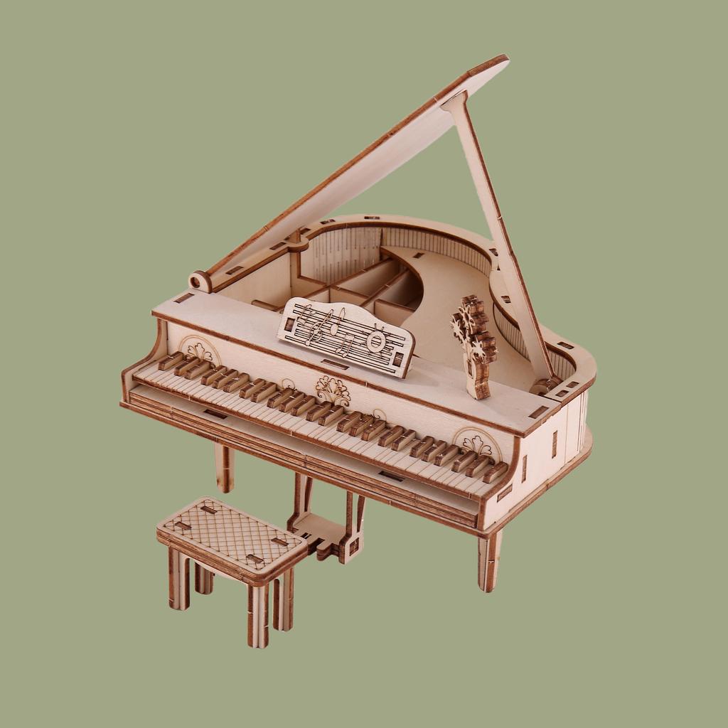 3D Wooden Puzzle Piano Model Hand Assembled Puzzle DIY Assembly Model, Suitable for Christmas
