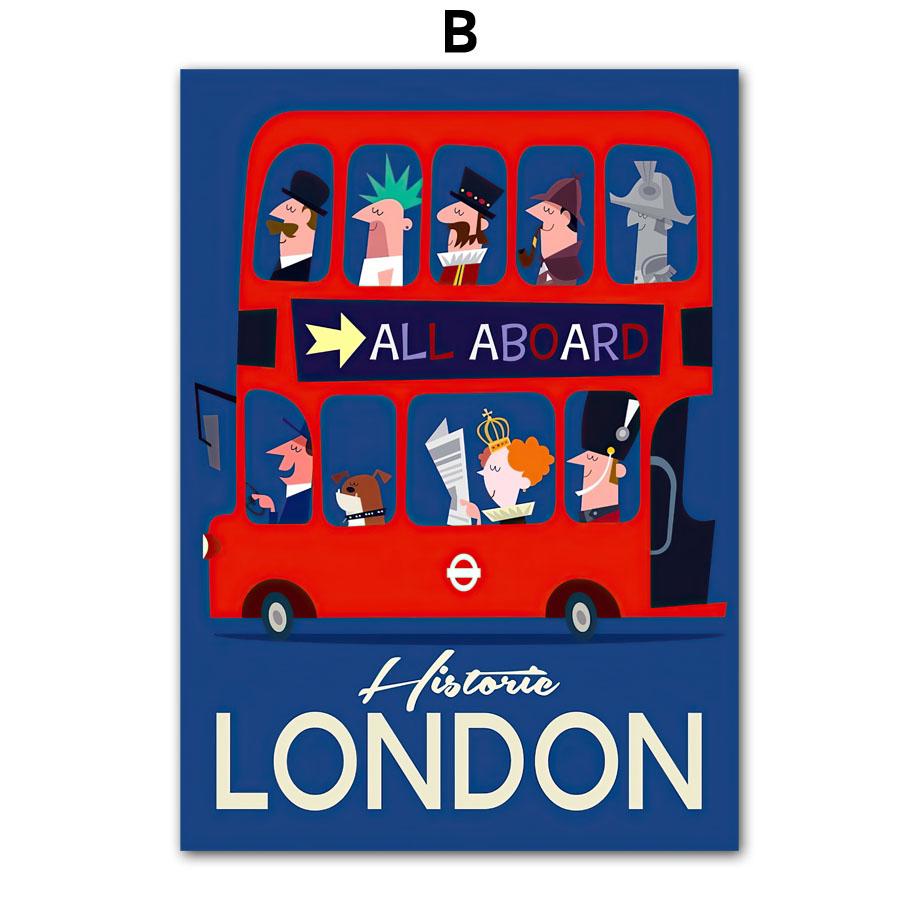 Turystyka światowe miasto Londyn Paryż Nowy Jork Cartoon wystrój salonu plakaty i druki obraz ścienny na płótnie obraz ścienny do domu