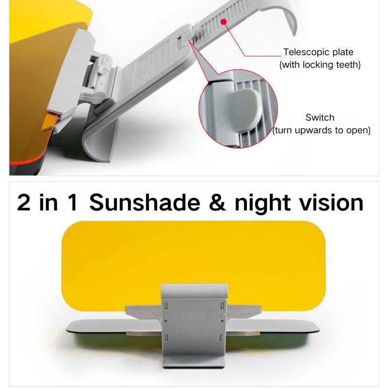 Foldable Car Sun Visor HD Anti-Glare Sunglasses Day & Night Vision Driving Mirror UV Protection Flip-Down Interior Accessories
