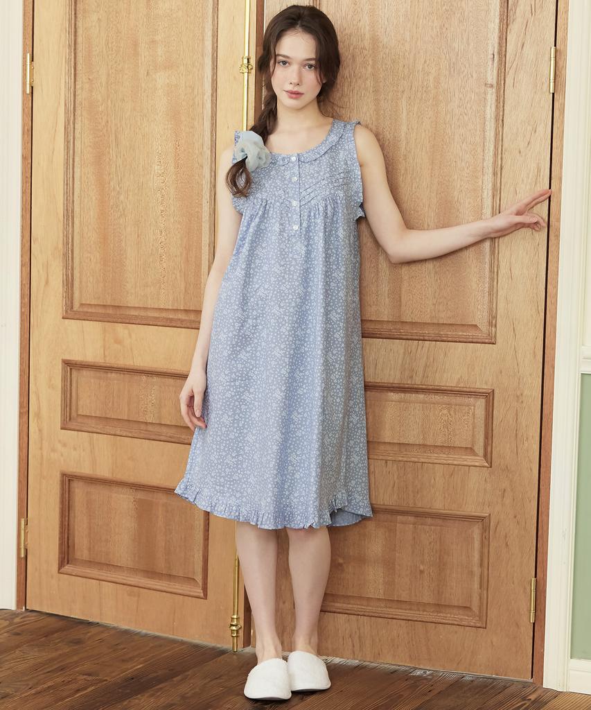 Meipeullawo Blue Pure Sleeveless Pure Cotton Women'S Plus Size One-Piece Pajamas