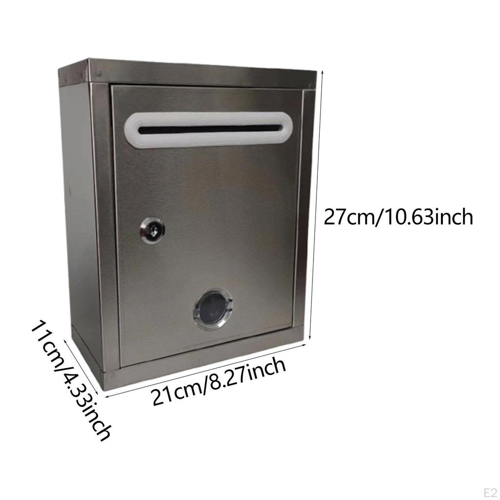 And Versatile Stainless Steel Wall-mounted Mailbox for Envelopes Magazines. Includes Lock.