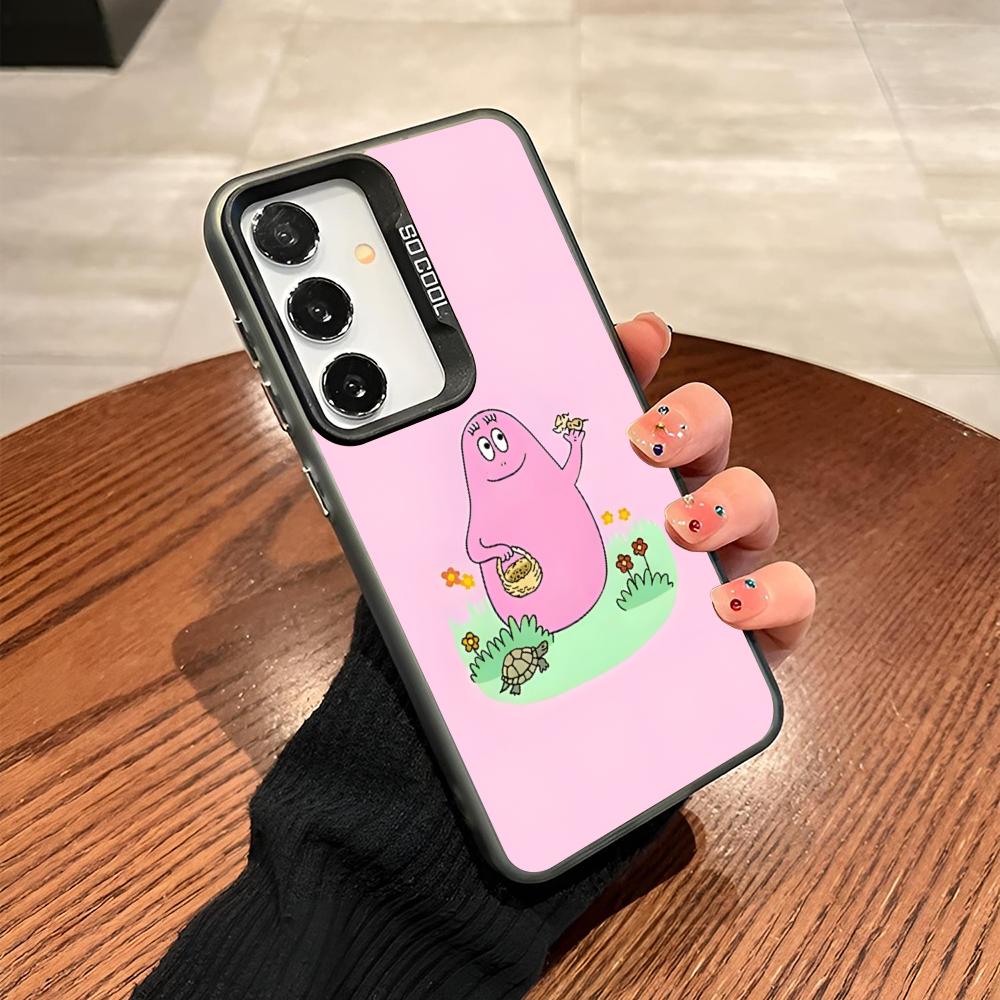 Cute Barbapapa Cartoon Phone Case For Samsung Galaxy S25 S24 S23 S22 S21 S20 Note20 Ultra Plus Fe Colored Silver Cover