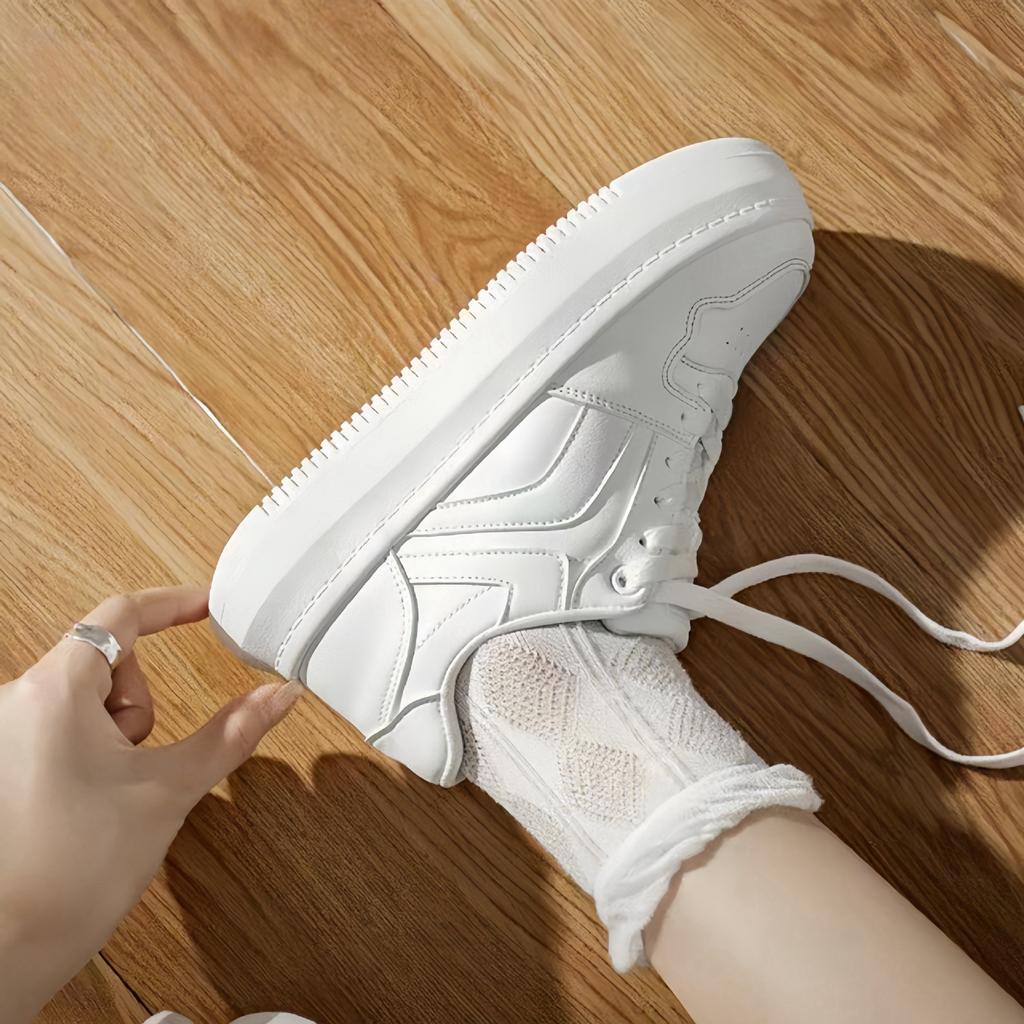 Milk white platform white shoes women's 2025 spring new niche low-top versatile breathable sports shoes