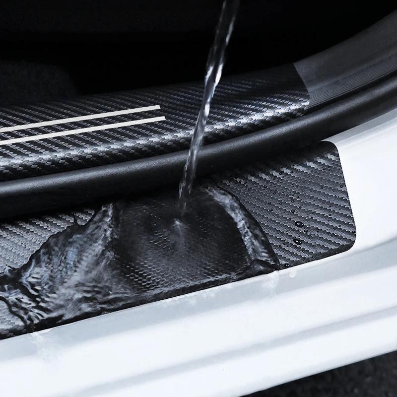 1/4/5Pcs Car Door Sill Scuff Plate Decor Carbon Fiber Stickers For Volkswagen GTI Tiguan Passat Golf Polo Touareg Magotan Caddy