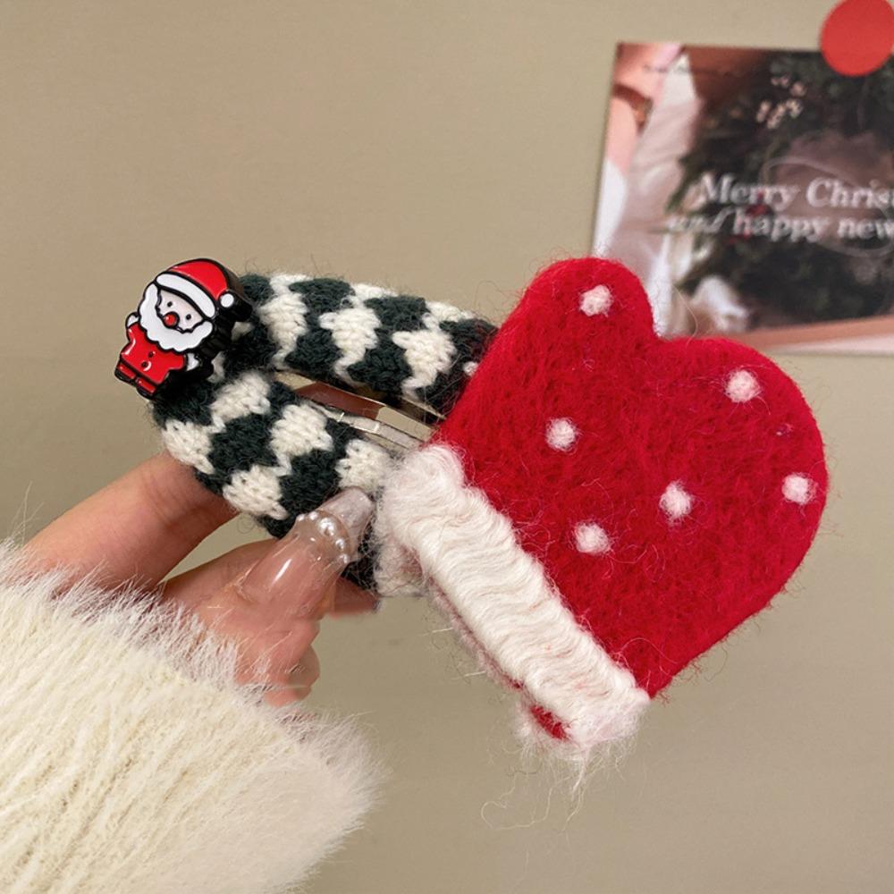 Felt Christmas Tree Hair Clip Elk Xmas Wool Barrettes Unique Santa Claus Hairpin  Girls