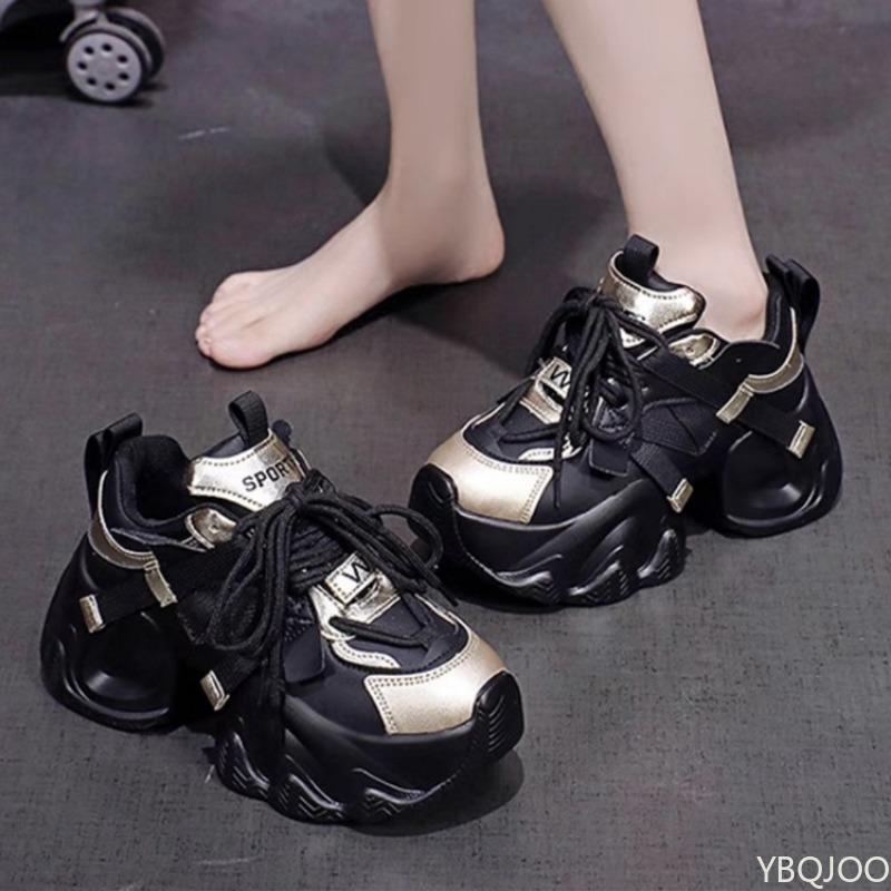 Thick Soled Women's Shoes Spring and Autumn New Sports and Leisure Shoes Color Blocked Design Women's Vulcanized Shoes Sneakers