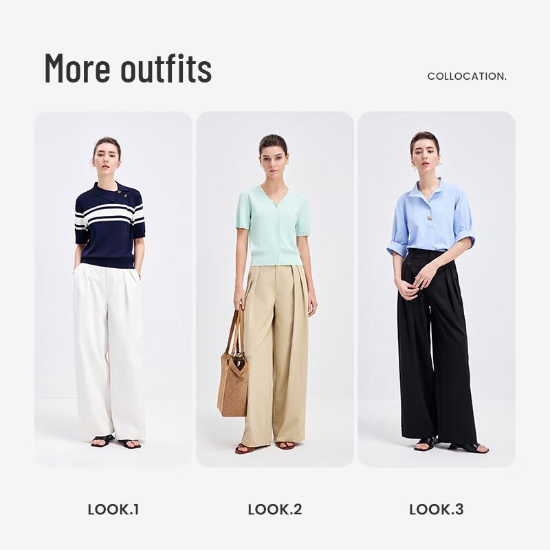 Navigare Women's Old Money Style Wide-Leg Commuter Pants