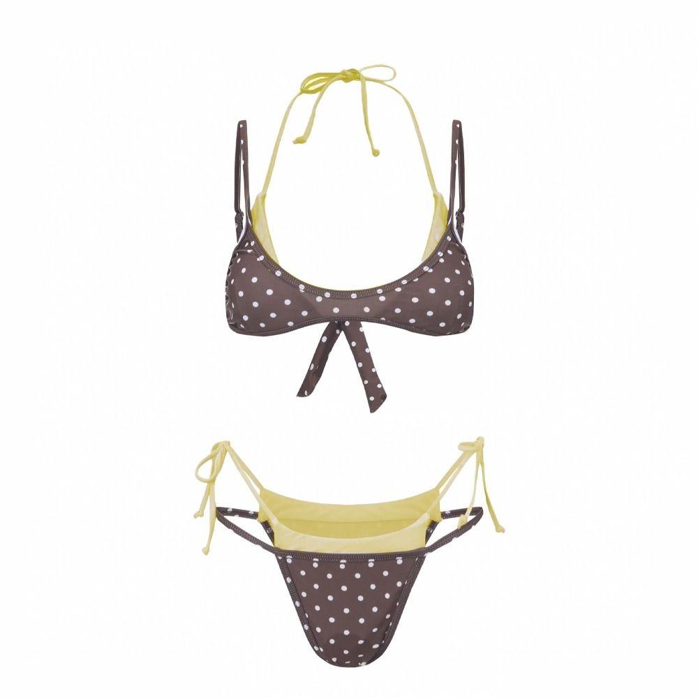 Deep V Ladies' Swimwear Low Waist Women Swimsuits New Halter Bikini Set Vacation