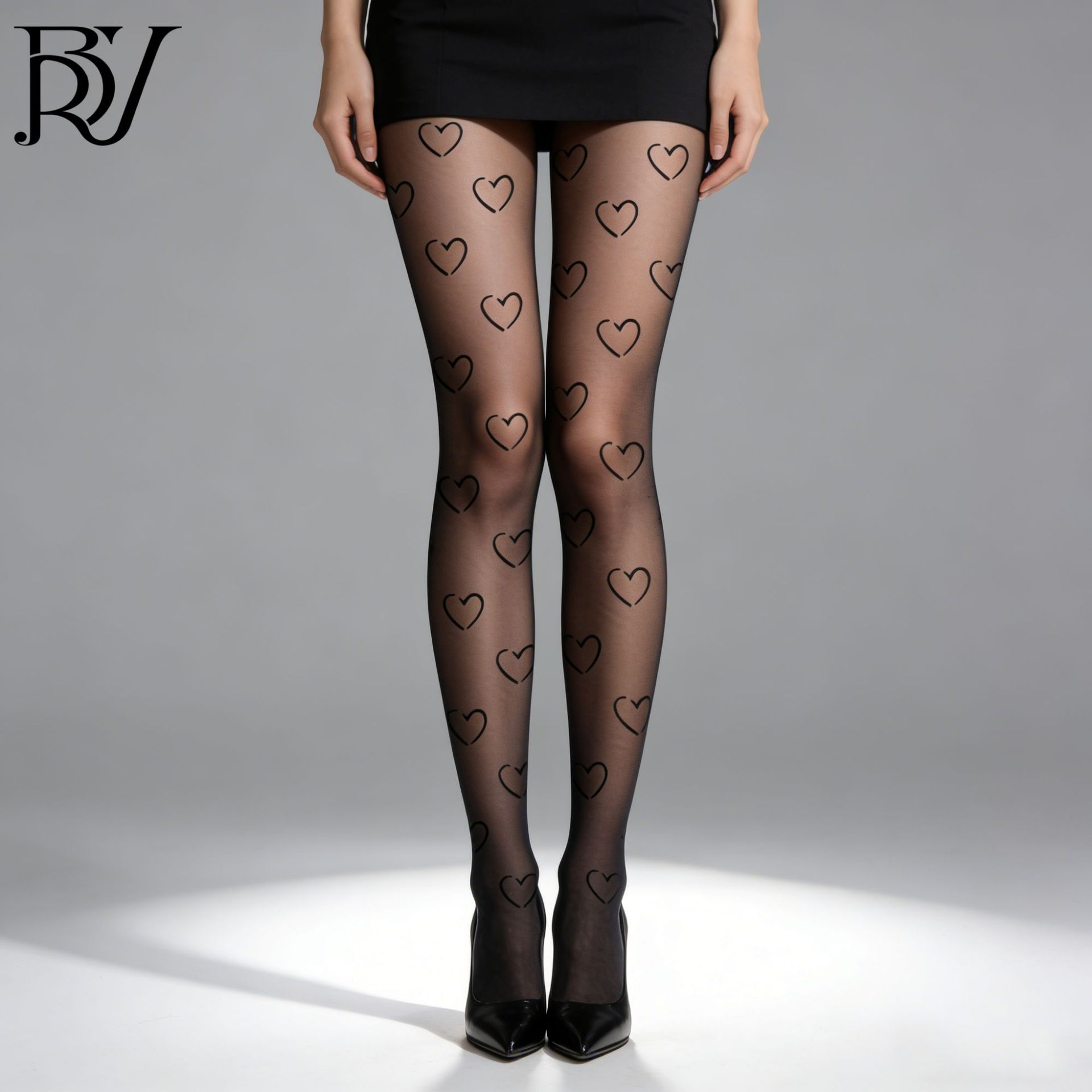 

Love printed stockings peach heart black stockings anti-hook durable women s one-piece stockings sexy black silk pantyhose 40-75kg