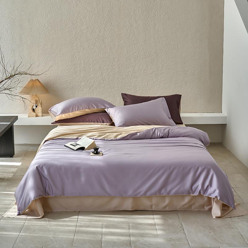 Hochwertiges Bettwäscheset aus 65 % Lyocellfaser und 35 % Baumwolle, Queen-Size-Bettwäscheset mit frischem Naturpflanzenmuster und Bettlaken, Steppdeckenbezug und Kissenbezug