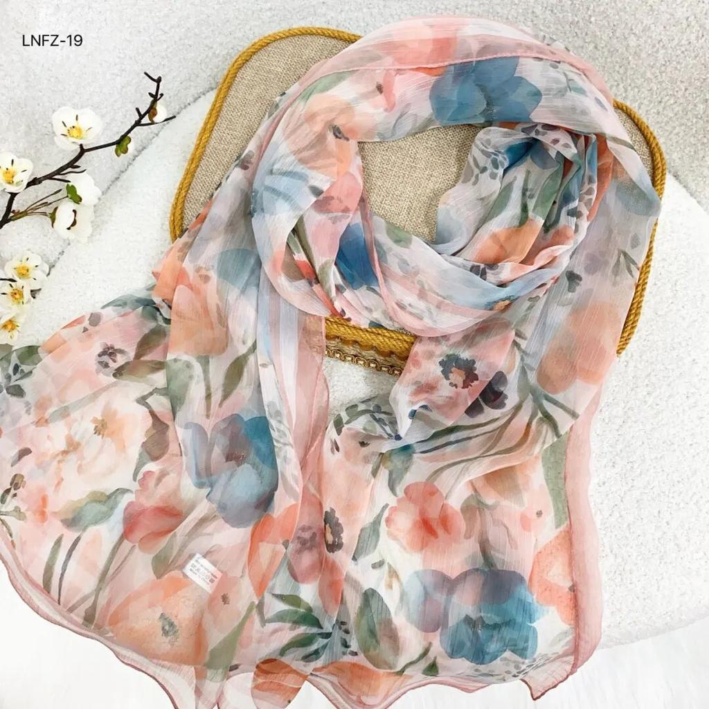 New Spring hot-selling floral printing milk crepe towel women's versatile fashion milk crepe sunscreen dance silk scarf beach towel