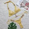 Sexy Shiny Crystal Diamond Halter Bikini Swimsuit For Women
