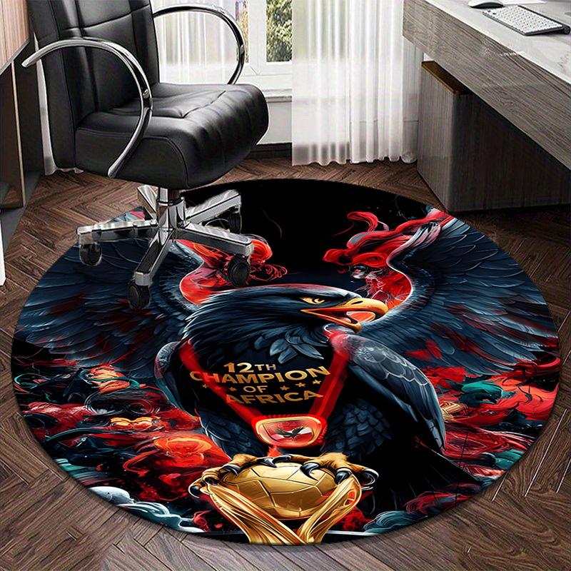 1PC round rug Ahly Football club Printed Round Area Rug ,Rug For Home Office, Round Chair Rug, Decorative Carpet Fan gifts Christmas gift