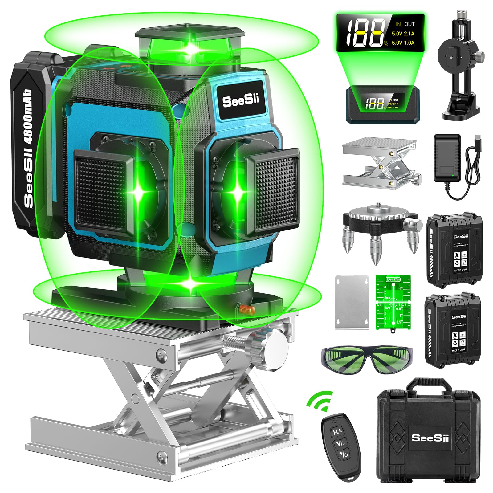 

for SEESII Green Laser with Powerful LCD Rotating Green Laser Compact High High High Receiver Lightweight Remote 2 Large Capacity Storage Japanese зелёный