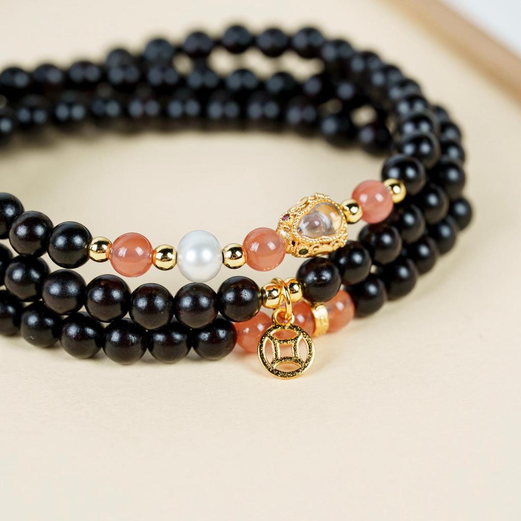 108 Beads Indian Red Sandalwood Bracelet/Necklace Buddhist Prayer Chain for Women