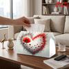 1pc Red Poppy Flower Heart Tissue Box - Reusable Suitable for Kitchen, Living Room, Parties, Picnics, Table Decor with Compact Heart-Shaped Napkin Dis